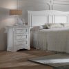 Classic artisanal wooden bedside table three drawers in white lacquered