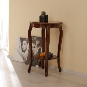 Classic shaped round coffee table in walnut finish