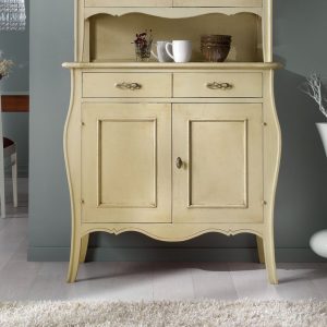 Classic shaped wooden sideboard two doors two drawers in white lacquered