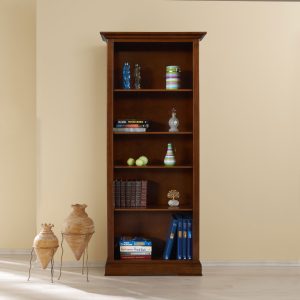 classic wooden bookcase in antique walnut finish