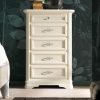 Classic wooden chest of five drawers in white lacquered