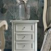 Classic wooden white bedside table three drawers