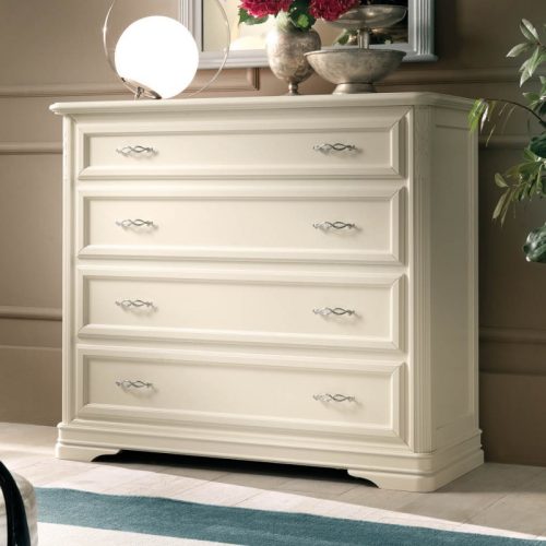 Classic wooden white chest of drawers for bedroom