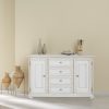 Credenza artigianale in legno cassetti centrali in laccato bianco anticato