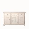 Credenza classica in legno tre porte tre cassetti in bianco anticato