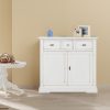 Credenza in legno stile classica due porte tre cassetti in laccato bianco anticato