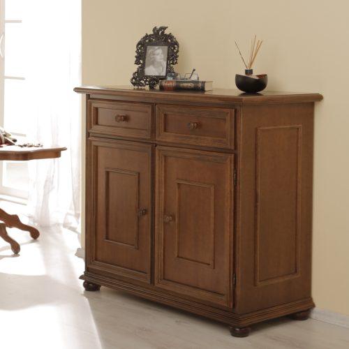 Credenza tradizionale in legno due porte due cassetti in noce