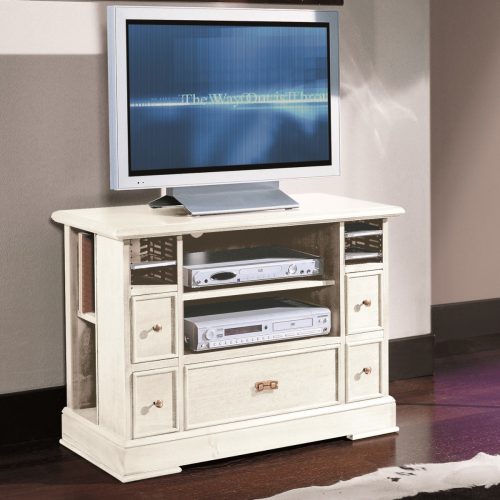 elegant classic style wooden TV stand in antique white lacquered