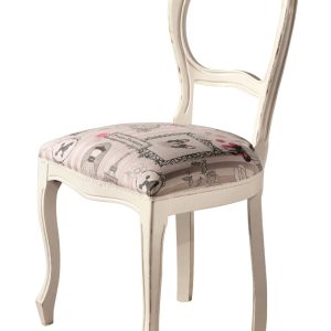 Sedia classica in legno seduta tappezzata in shabby chic