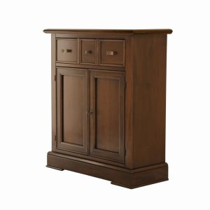 Small classic wooden sideboard with two doors in walnut finish