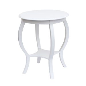 Small round wooden coffee table in white lacquered