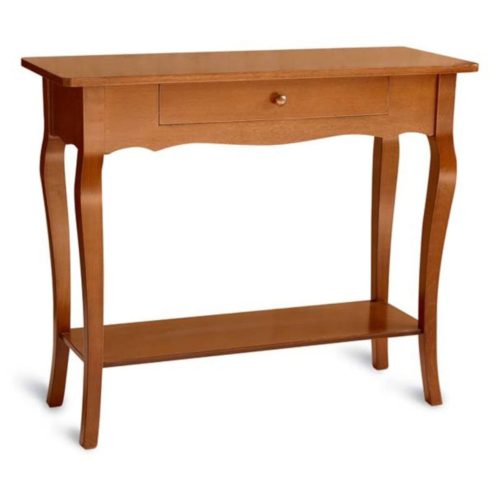 Wooden shaped console one drawer in cherry finish